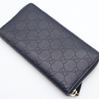 GUCCI/グッチシマ ラウンドファスナー 長財布》ABランク 箱 ネイビー