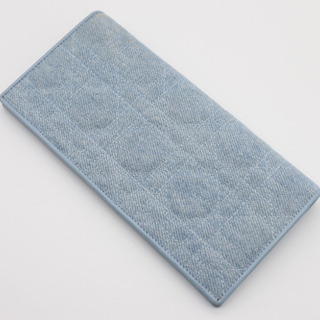 《Dior/レディディオール デニム 二つ折り長財布》Aランク 袋 極美品 水色