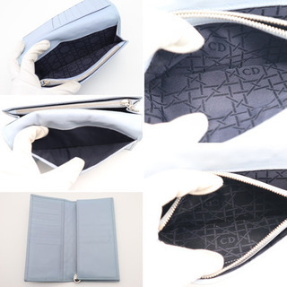 《Dior/レディディオール デニム 二つ折り長財布》Aランク 袋 極美品 水色