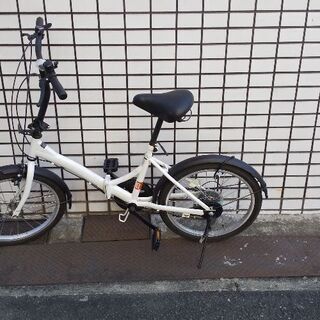 【ネット決済・配送可】折り畳み自転車 大阪 20インチ 白 ホワイト