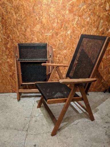 【売約済み】ガーデンチェア　折りたたみ　木製　検　無垢材　チーク　ウォルナット　ディレクターチェア　椅子　アウトドア　Jati ジャティ　アームチェア　イージーチェア