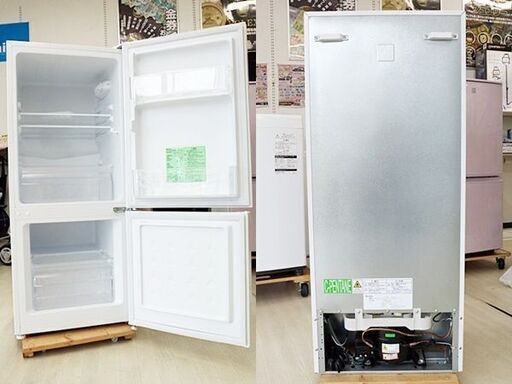 引取限定　ヤマダセレクト　117L　２ドア ノンフロン冷凍冷蔵庫　2019年製　YRZ-C12G2　ホワイト　冷凍室 30L　冷蔵 87L　高さ 1,140cm　幅 47cm　奥行 49.5cm　YAMADA SELECT