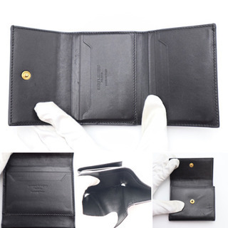 《SAINT LAURENT/ロゴ 三つ折り財布 ABランク》ブラック 袋 美品