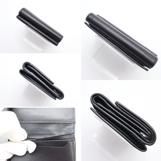 《SAINT LAURENT/ロゴ 三つ折り財布 ABランク》ブラック 袋 美品