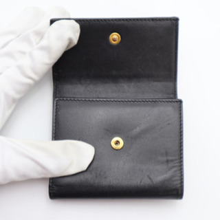 《SAINT LAURENT/ロゴ 三つ折り財布 ABランク》ブラック 袋 美品