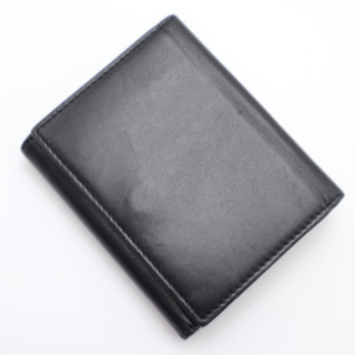 《SAINT LAURENT/ロゴ 三つ折り財布 ABランク》ブラック 袋 美品