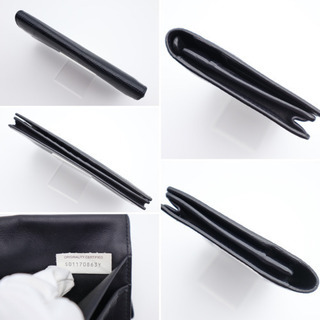 《BOTTEGA VENETA/二つ折り長財布 リザード型押し》ABランク 黒