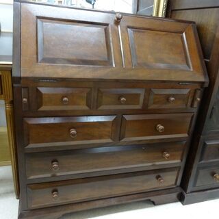 松本民芸 ライティングビューロー 木目ブラウン 60279【ユーズドユーズ名古屋天白店】 J322