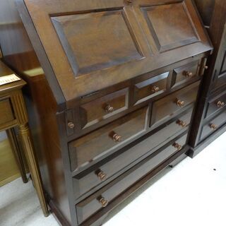 松本民芸 ライティングビューロー 木目ブラウン 60279【ユーズドユーズ名古屋天白店】 J322