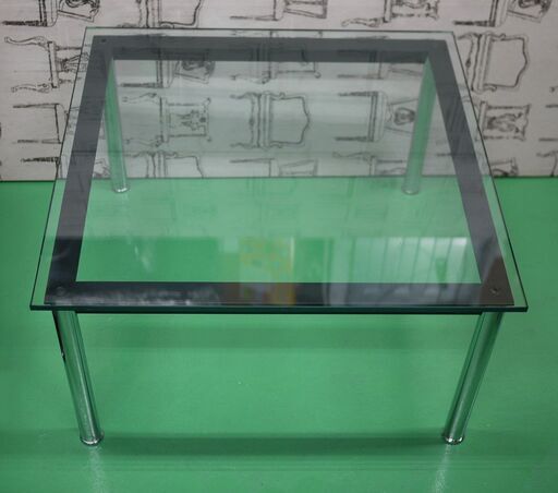 コルビュジエ LC10 ガラス テーブル リプロダクト 70cm×70cm センターテーブル コーヒーテーブル オフィス リビング コルビジェ