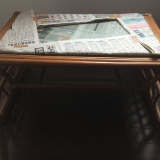 ♪【引取限定】木製テーブル  小 ガラス天板付  中古 (NF2...