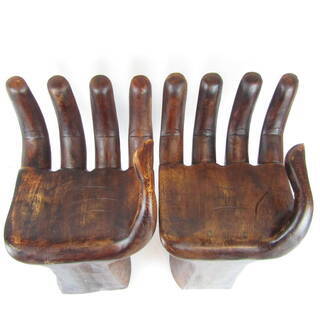 ハンドオブジェ　ハンドスツール　手の椅子　木製　置物　インテリア 仏手 木製スタンドチェア【hand-chair】 /アジアン雑貨・バリ雑貨