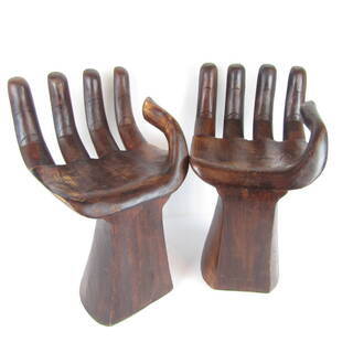 N1473・【セット売り】 ハンドオブジェ 木彫り 手の平型 椅...