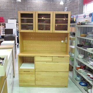 ♢レンジボード 幅120cm ナチュラル 食器棚 上下セパレート レンジ台 家電ボード ISSEIKI ERIS 札幌市東区 新道東店