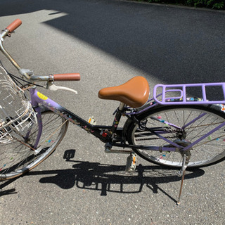 子供用自転車(24インチ)黒×紫 女の子用(無料)