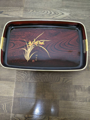 新品おぼん　黒江塗り　ユリア樹脂