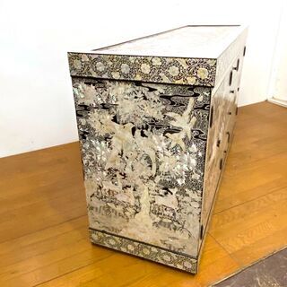 豪華 螺鈿細工 鳳凰 花鳥 鯉 カウンター サイドボード キャビネット 箪笥 中国美術