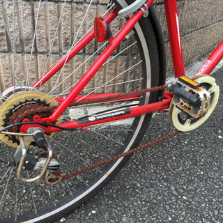クロスバイク　自転車　赤