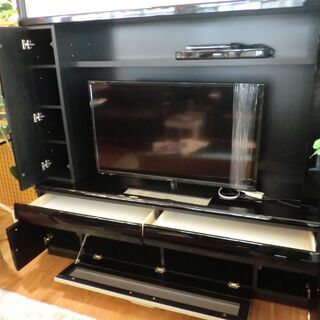 中古美品】自社配送＆設置可能 ハイタイプテレビボード 鏡面仕上げ