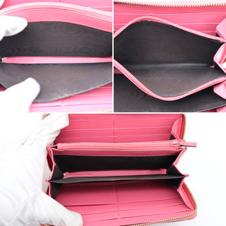 《GUCCI/グッチシマ リボン ラウンドファスナー》ABランクピンク 美品 箱