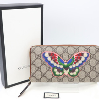 GUCCI/GGスプリーム バタフライラウンドファスナー》Aランク 未使用品