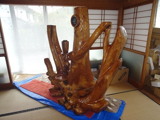 天然木☆欅／けやき／ケヤキ 置物 オシャレ 大迫力 木工工芸品 希少材