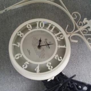 壁設置用　時計　アイボリー　両面時計