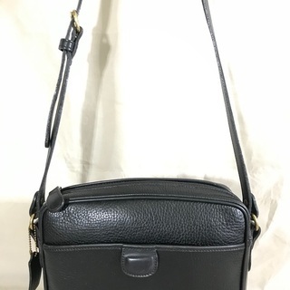 COACH オールドコーチ US製 黒エンボスレザー 斜めがけシ...