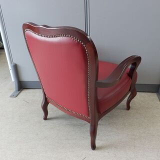 一人掛けソファ チェア レザー ロココ調 猫脚 レッド イス 椅子 1人掛けソファ 赤 赤色 皮 アンティーク調 ペイペイ対応 札幌市西区西野