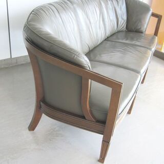 マルニ 3人掛けソファ 地中海ロイヤル シャルル  木製フレーム 本革 スモークグリーン 札幌市手稲区