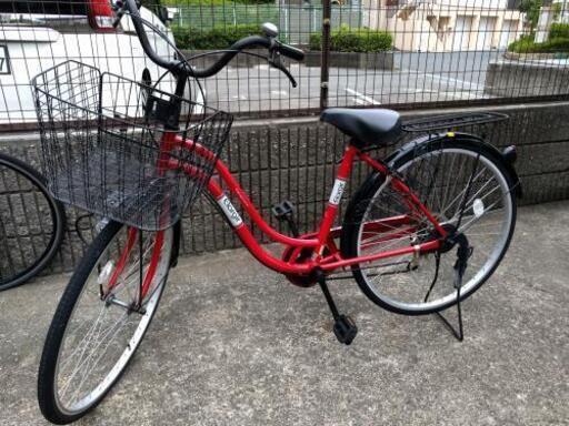 【近隣配達無料】26インチ自転車 赤黒 ６段ギア
