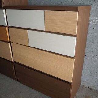 苫小牧発◆ニトリ ハイチェスト 4段 (KAREN-80LC) ブラウン モザイク◆