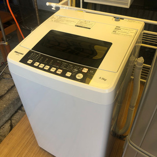 【リサイクルショップ八光　田上店　安心の3か月保証　旧鹿児島市内配達・設置無料】ハイセンス 5．5kg全自動洗濯機 エディオンオリジナル ホワイト HW-E5502