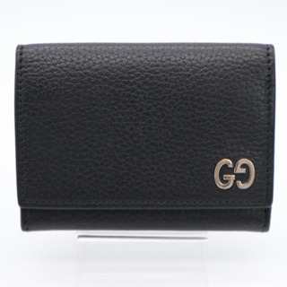 GUCCI/GGロゴ 二つ折り名刺入れ》ABランク ブラック シルバー 美品
