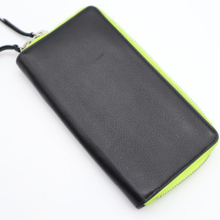 《BALENCIAGA/ロゴプリント ラウンドファスナー長財布》Bランク 黒 黄