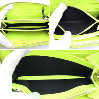 《BALENCIAGA/ロゴプリント ラウンドファスナー長財布》Bランク 黒 黄