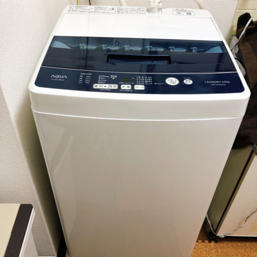 【1年未満】2019年製 アクア 一人暮らし AQW-BK45G-FB 全自動洗濯機 フロストブルー [洗濯4.5kg /乾燥機能無 /上開き]