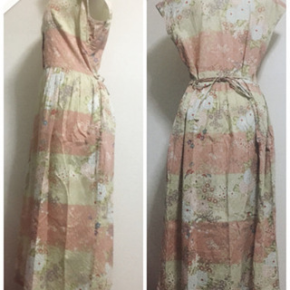 [日本製✧kokoro]和エスニック ワンピース 桜色 和柄 アジアン 花柄 日本製✧kokoro]和エスニック ワンピース 桜色 和柄 アジアン 花柄