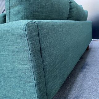 ソファ 3人掛け グリーン ファブリック 中古品