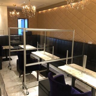 キャスター付き飛沫感染防止パーテーション-高さ1400mm×横1400mm-3台セット