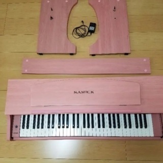 木製電子ピアノ　ピンク　こども用