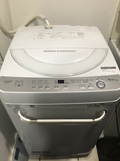 最終値☆【美品/2年未満使用】シャープ全自動電気洗濯機（ES-GE6B-W）（目黒・品川・世田谷・大田区エリア）