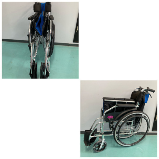 車椅子 軽量 折りたたみ カドクラ オーシャンブルー A101-AB 自走式 自走介助兼用