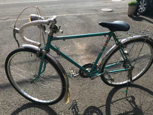 丸石自転車、50年以上前の自転車、サイクリング自転車、ドロップハンドル自転車