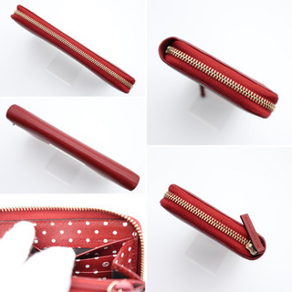 《GUCCI/ベティ ラウンドファスナー長財布》ボルドー×ドット柄 Aランク 美