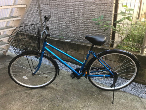 自転車　シティサイクル　青　26インチ　美品