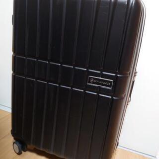 【取引中】スーツケース黒+ベルト黄(鍵の不調あり)