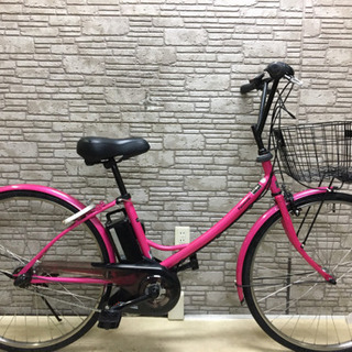 電動自転車 パナソニック 26インチ 新基準 A-girls くるピタ 中古 Panasonic エーガール シティータイプ 紫 LEDライト ● 地域限定送料無料 パナソニック エーガールズ 新基準 8AH 赤 26インチ