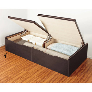 跳ね上げ美草畳収納ベッド　シングル・ヘッドなし・黒　×　2台