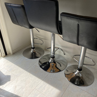 キッチンカウンター用椅子三脚セットブラックバーカウンターチェア